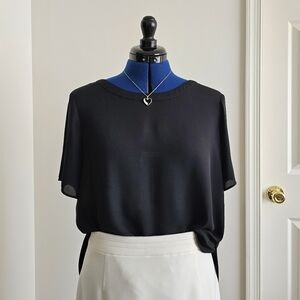 Banana Republic Curved High-Low Top Lightweight Flowy Black Blouse MP Summer